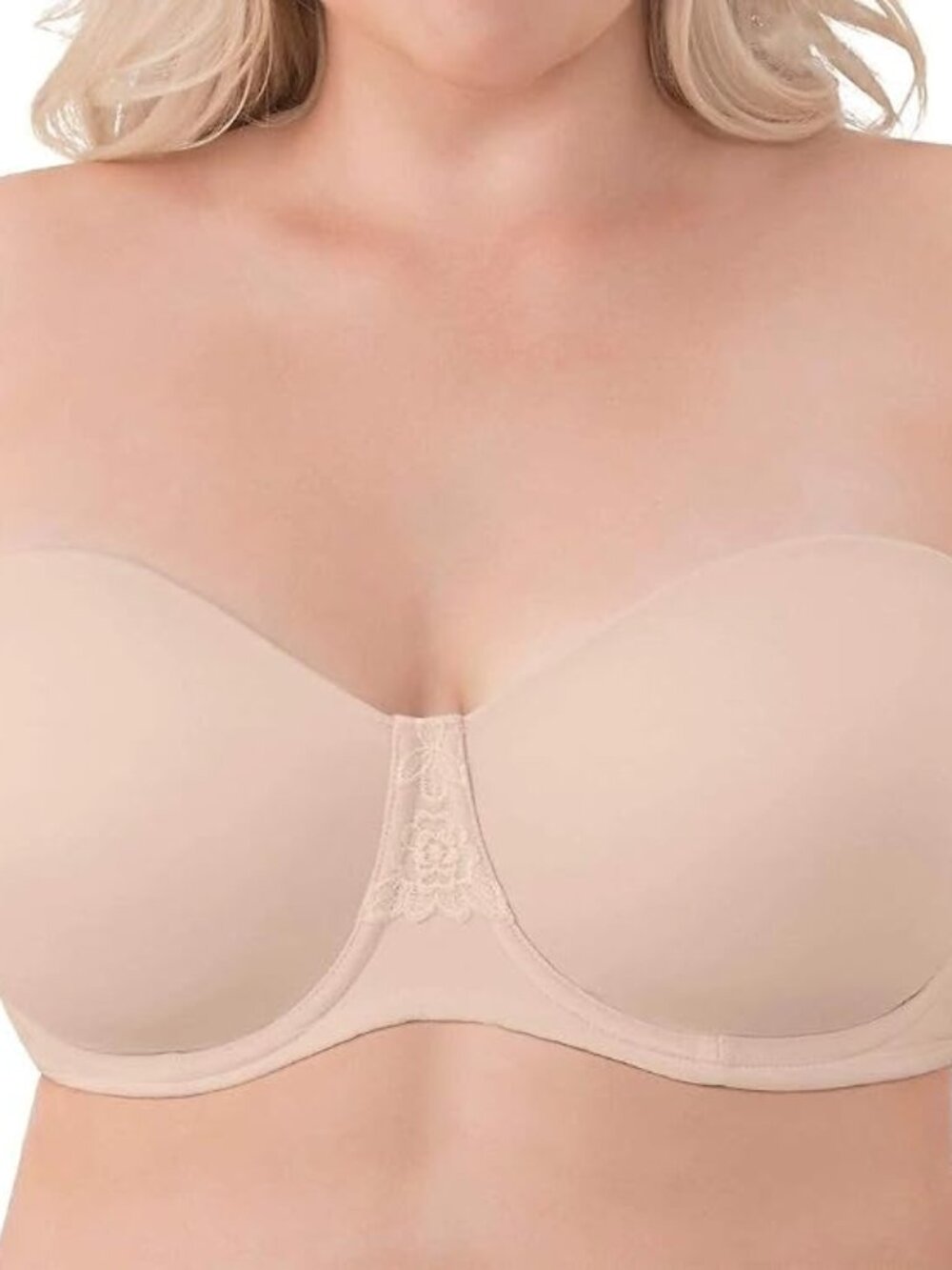 Vanity Fair Beauty Back Smoothing Strapless Bra Sz 40DD Beige Underwire Stretch